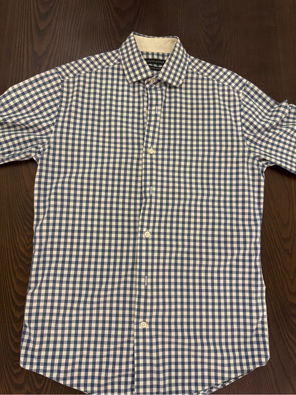 Saks Fifth Avenue Blue White Gingham Slim Fit Button Down Shirt S